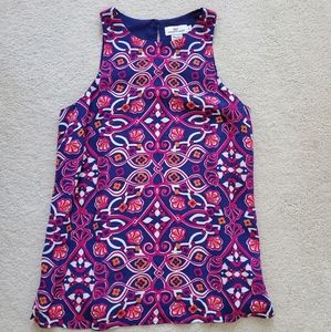 Vineyard Vines Blue Pink Shell Scarf Print Sleeveless Lined Tank Top sz4